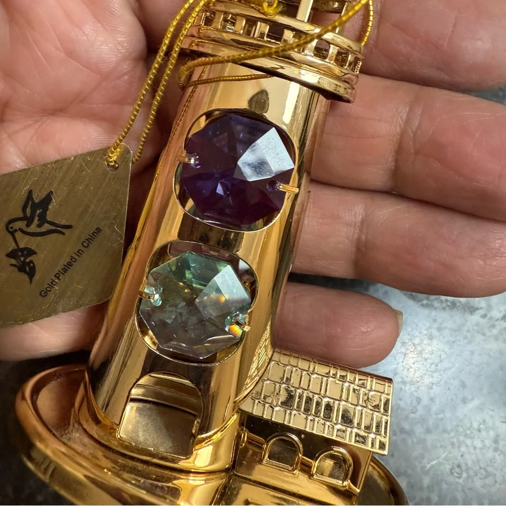 Crystal Temptations Gold Lighthouse Figurine with Crystals 24k plated - Picture 6 of 11